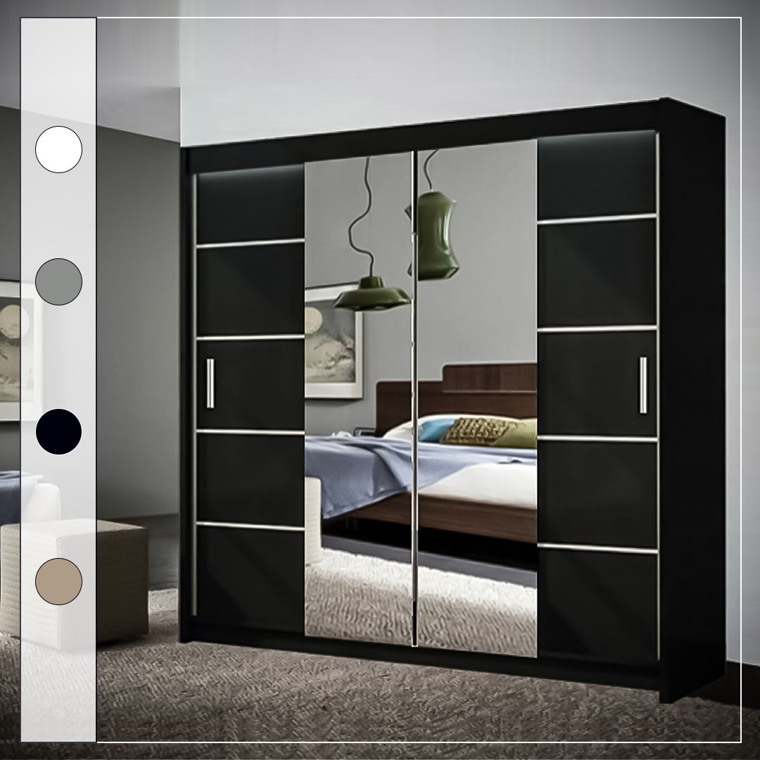 Sliding Door Wardrobe Black | Money Back Guarantee| Mn Furniture Inside Black Wardrobes With Mirror (View 17 of 20)