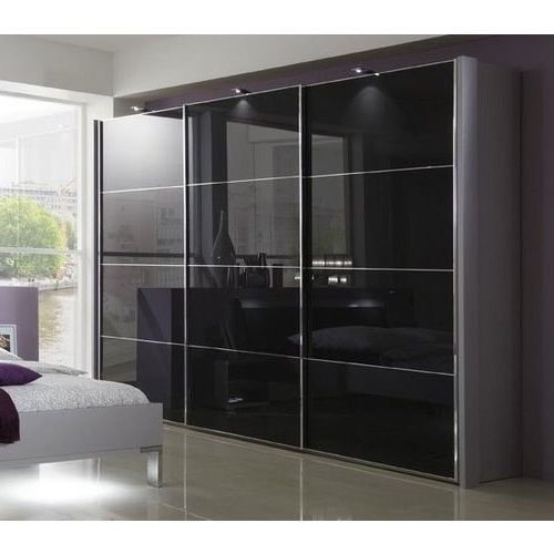 Sliding Polished Black Glass Wardrobe, For Home, Hotel With Regard To Black Glass Wardrobes (View 10 of 20)