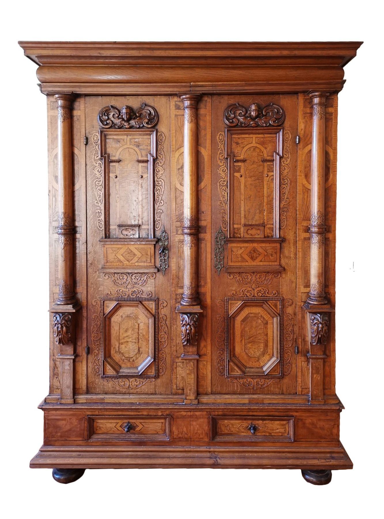 Small Alsatian Baroque Wardrobe With Three Columns Early 17th Century. –  Ref (View 3 of 20)