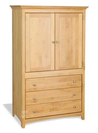 Solid Alder Wood Shaker 2 Door 3 Drawer Wardrobe Armoire In Natural  Finish||archbold Furniture||hoot Judkins Furniture Intended For Natural Pine Wardrobes (View 5 of 20)