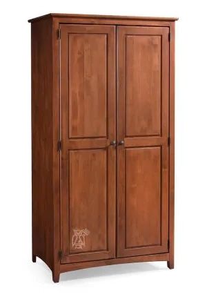 Solid Alder Wood Shaker Wardrobe Armoire With Full Doors In Antique Cherry  Finish||archbold Furniture||hoot Judkins Furniture Pertaining To Wardrobes In Cherry (Gallery 18 of 20)