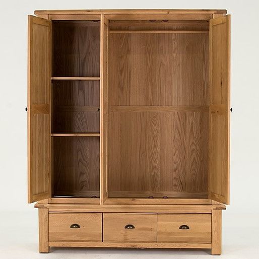 Solid Oak Triple Wardrobe | Exceptional Quality | Free Delivery | Buy Now Throughout Cheap Solid Wood Wardrobes (View 8 of 20)