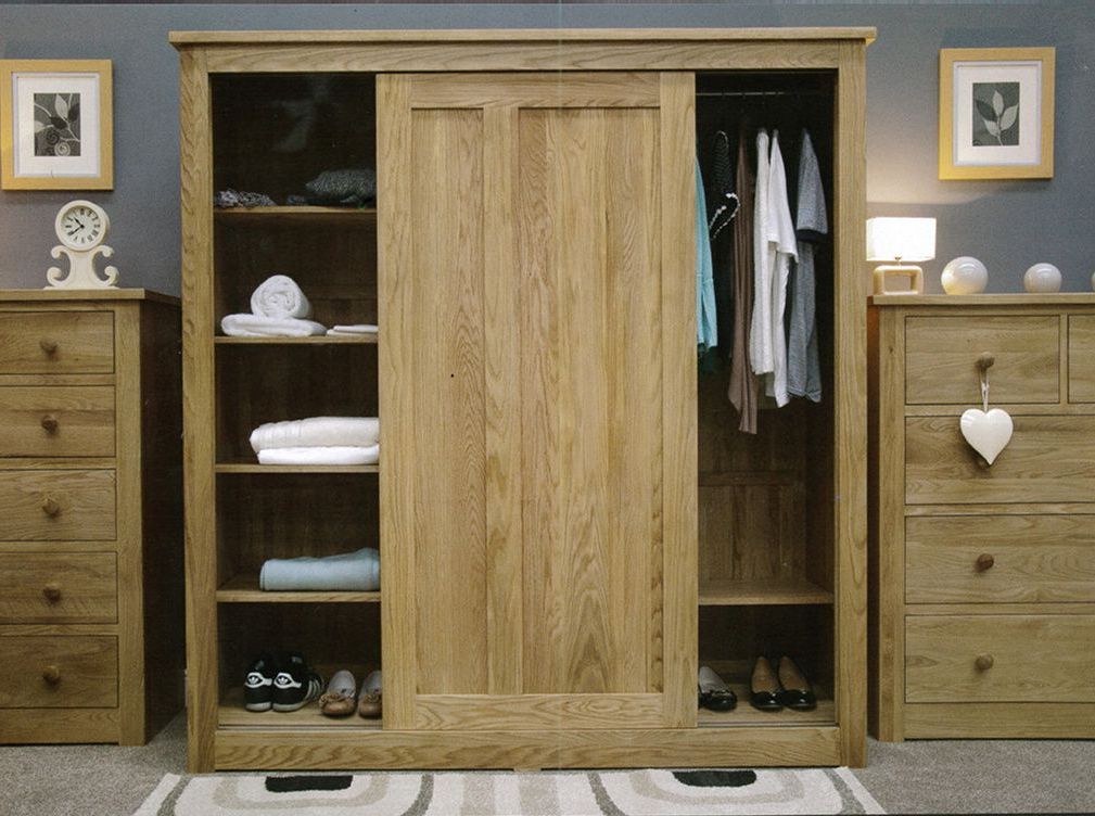 Solid Oak Wardrobe With Sliding Doors. Part Of Our Rustic Oak Bedroom  Range (View 6 of 20)