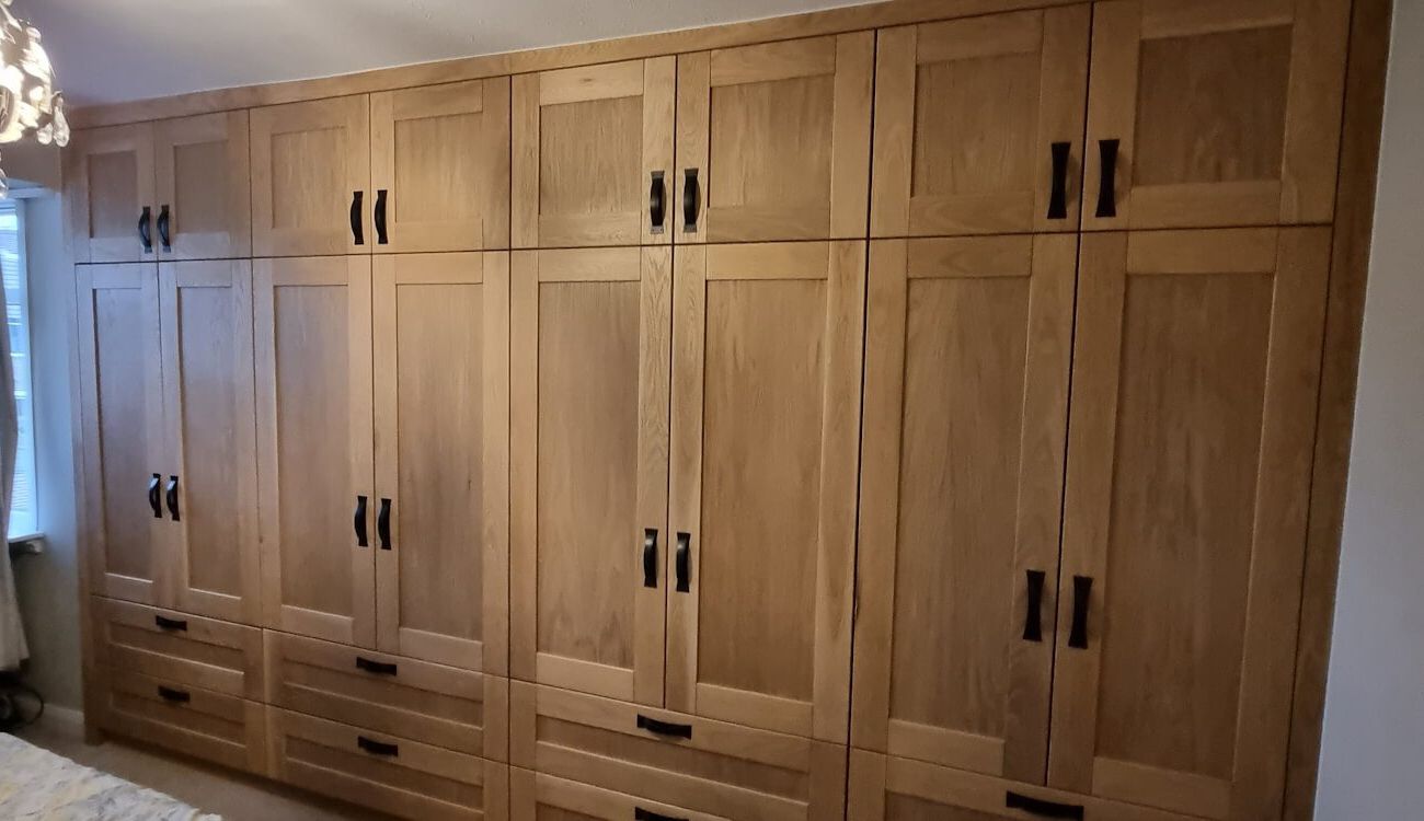 Solid Wood Shaker Style Oak Fitted Wardrobe – Case Study, Photos. Intended For Oak Wardrobes (Gallery 14 of 20)