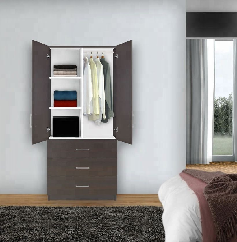 Source Small White Wooden Wardrobe Closet With Mirror And Drawers On  M (View 16 of 20)