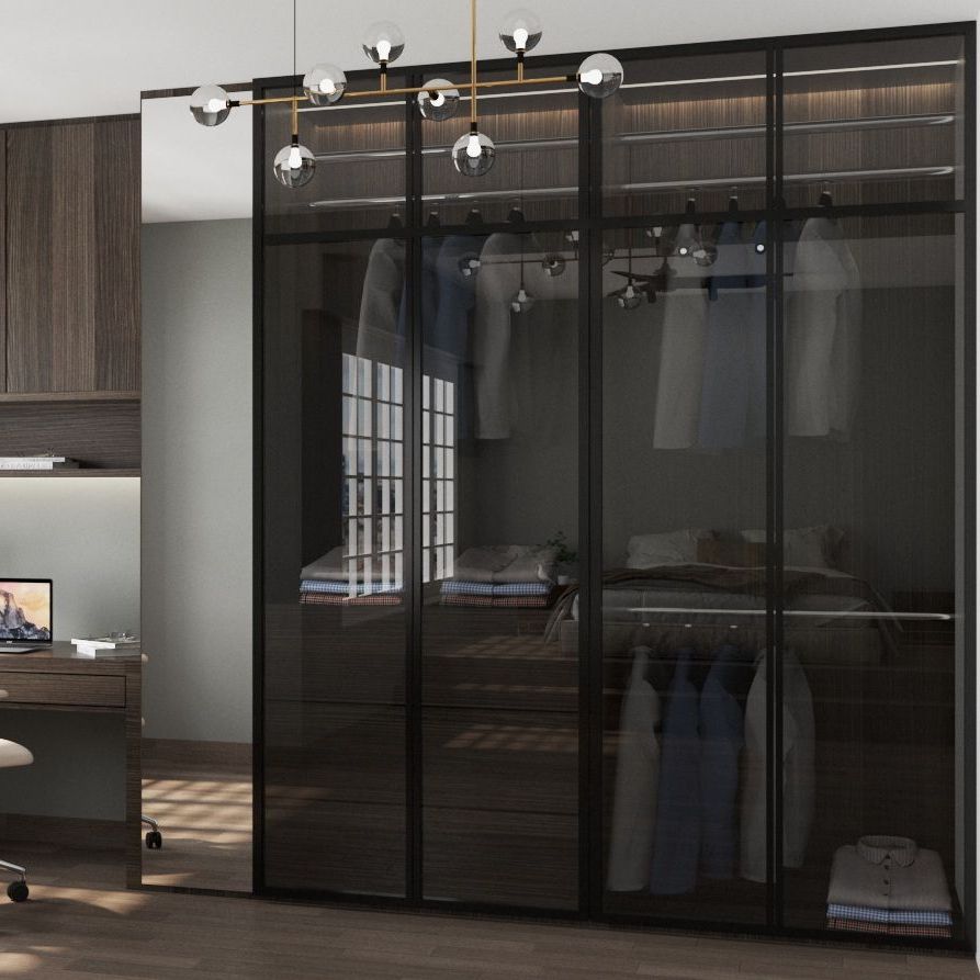 Spacious 4 Door Wardrobe Design | Livspace Throughout Black Glass Wardrobes (View 17 of 20)