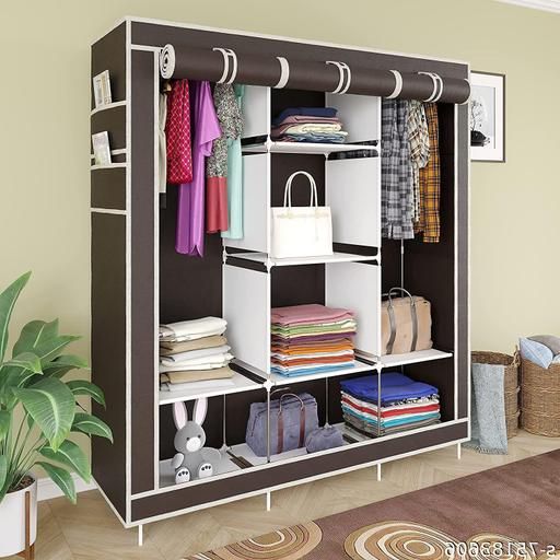 Spirited 8 Shelves Portable Pp Collapsible Wardrobe (finish Color – Brown,  Diy(do It Yourself) With Regard To Wardrobes With Shelf Portable Closet (View 12 of 20)