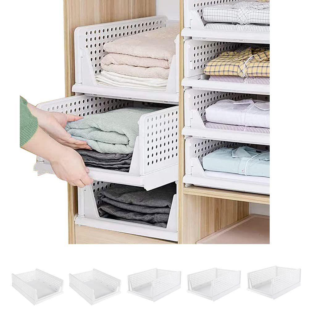 Stackable Wardrobe Storage Box Folding Stackable Wardrobe Organizer In Plastic Wardrobes Box (Gallery 20 of 20)