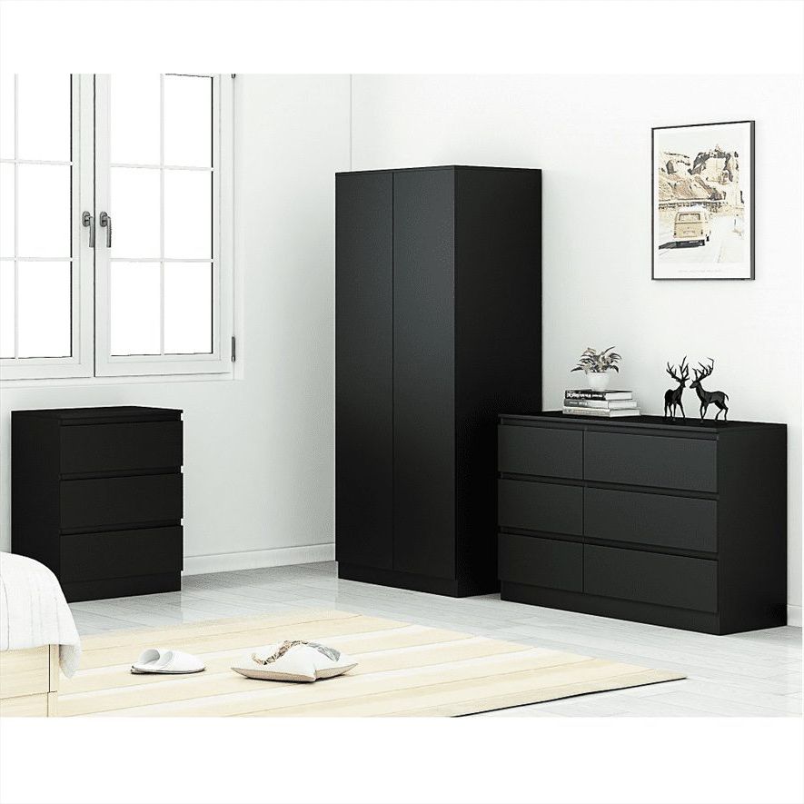 Stora Modern 2 Door Wardrobe – Matt Black – Daily Deal Offers Within Black Wardrobes (Gallery 19 of 20)