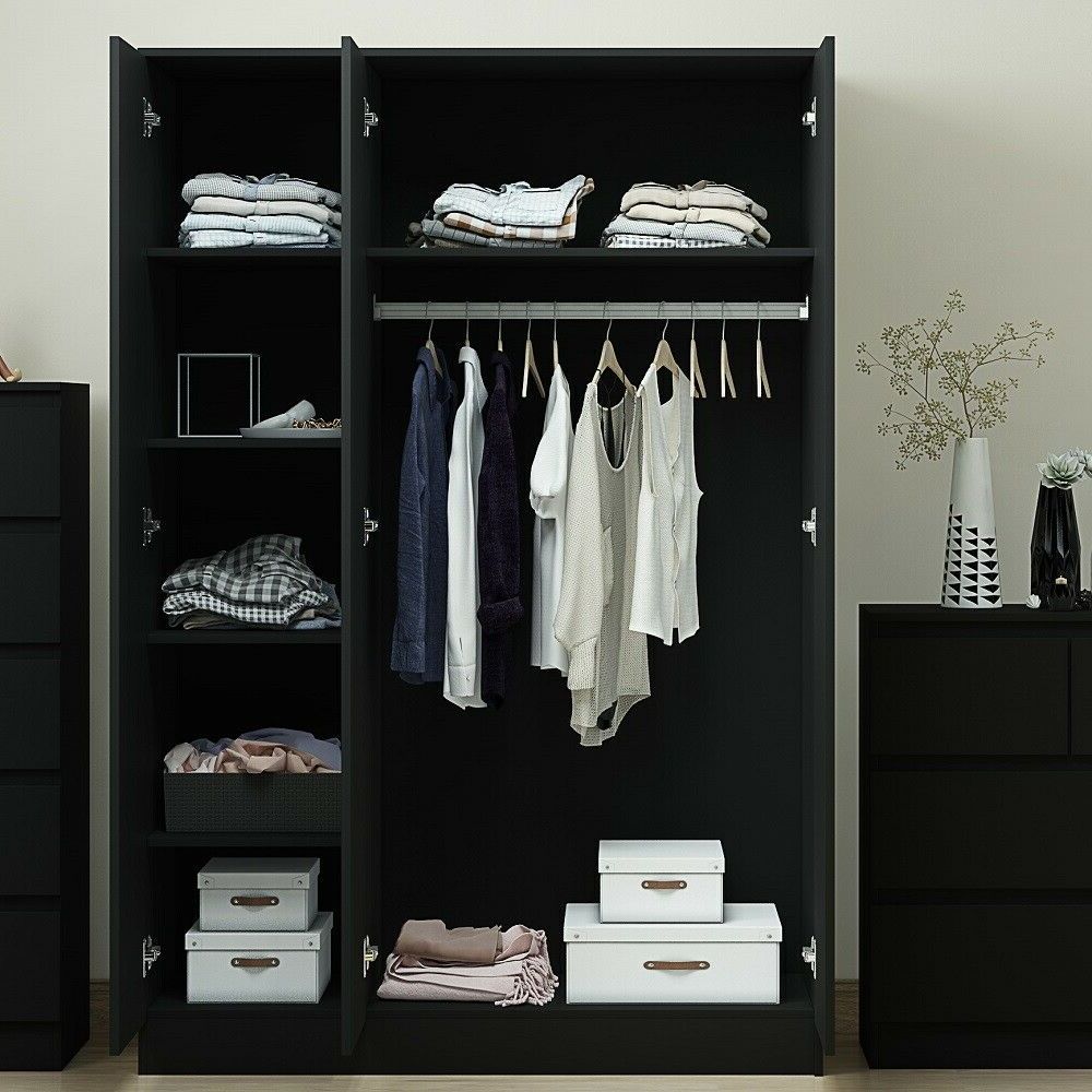 Stora Modern 3 Door Wardrobe – Matt Black – Furnished With Style In Black 3 Door Wardrobes (View 12 of 20)