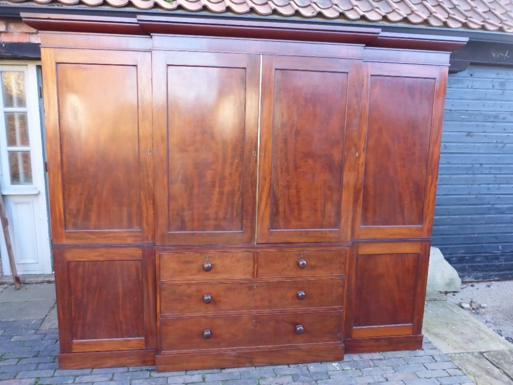 Superb Georgian Country House Breakfront 4 Door Wardrobe | 375449 |  Sellingantiques.co (View 12 of 20)