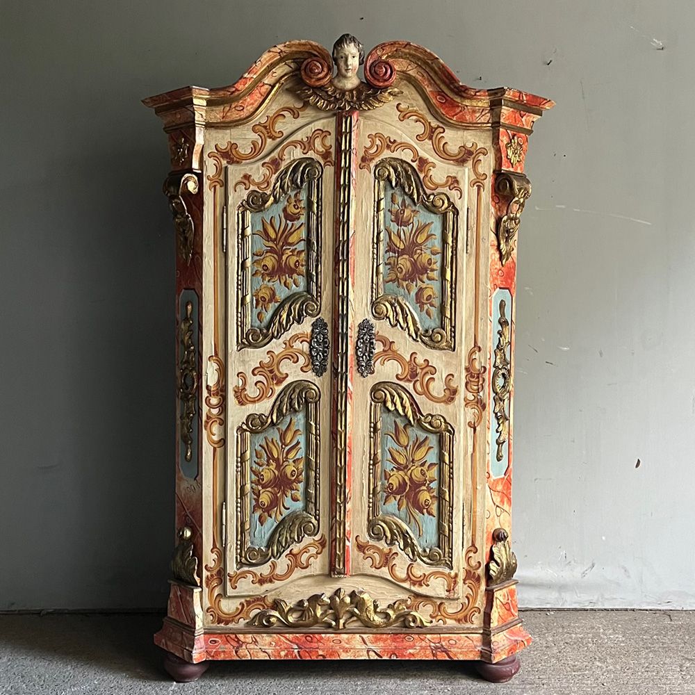 Superb Rococo Carved & Painted Armoire – Big Cupboards/armoires – Folk Art  Of Europe & Rest Of World Inside Rococo Wardrobes (View 6 of 20)