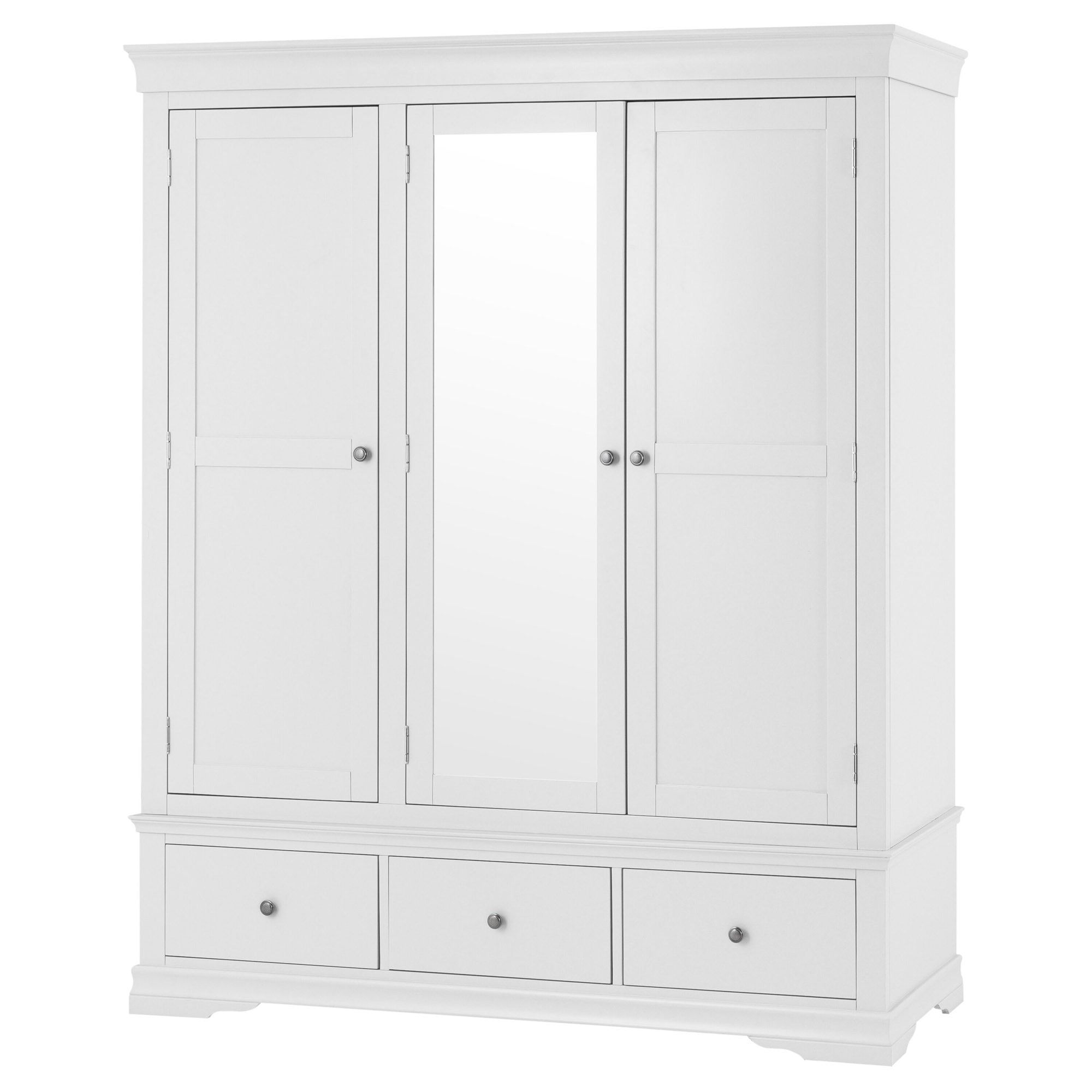 Swindon White 3 Door 3 Drawer Wardrobe | White Wardrobe | White Wooden  Wardrobe For White Wood Wardrobes (Gallery 3 of 20)