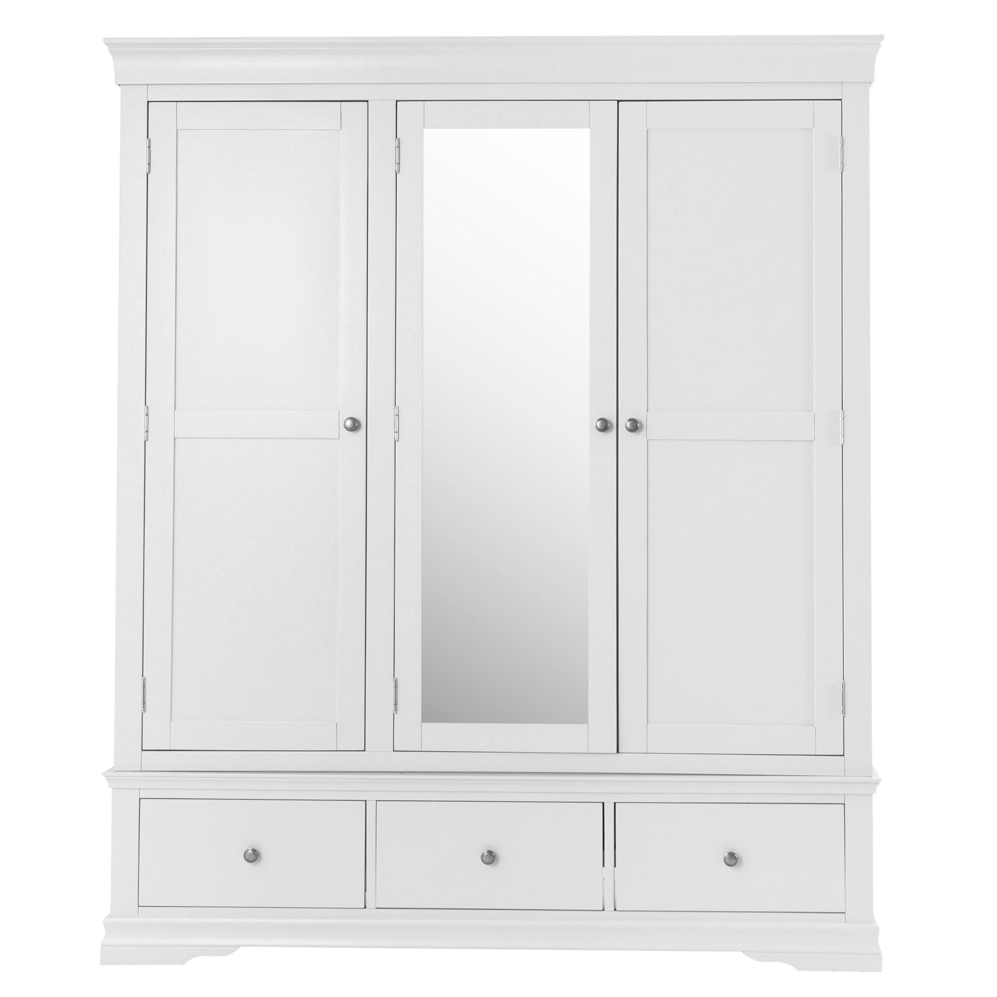 Swindon White 3 Door 3 Drawer Wardrobe | White Wardrobe | White Wooden  Wardrobe Inside White Wooden Wardrobes (View 3 of 20)