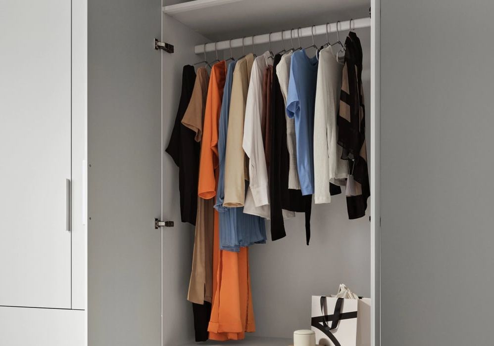 Tall Slim White 3 Door Wardrobe With Internal And External Drawers And Rail  – 150x237x63cm Pertaining To Tall Double Rail Wardrobes (View 18 of 20)