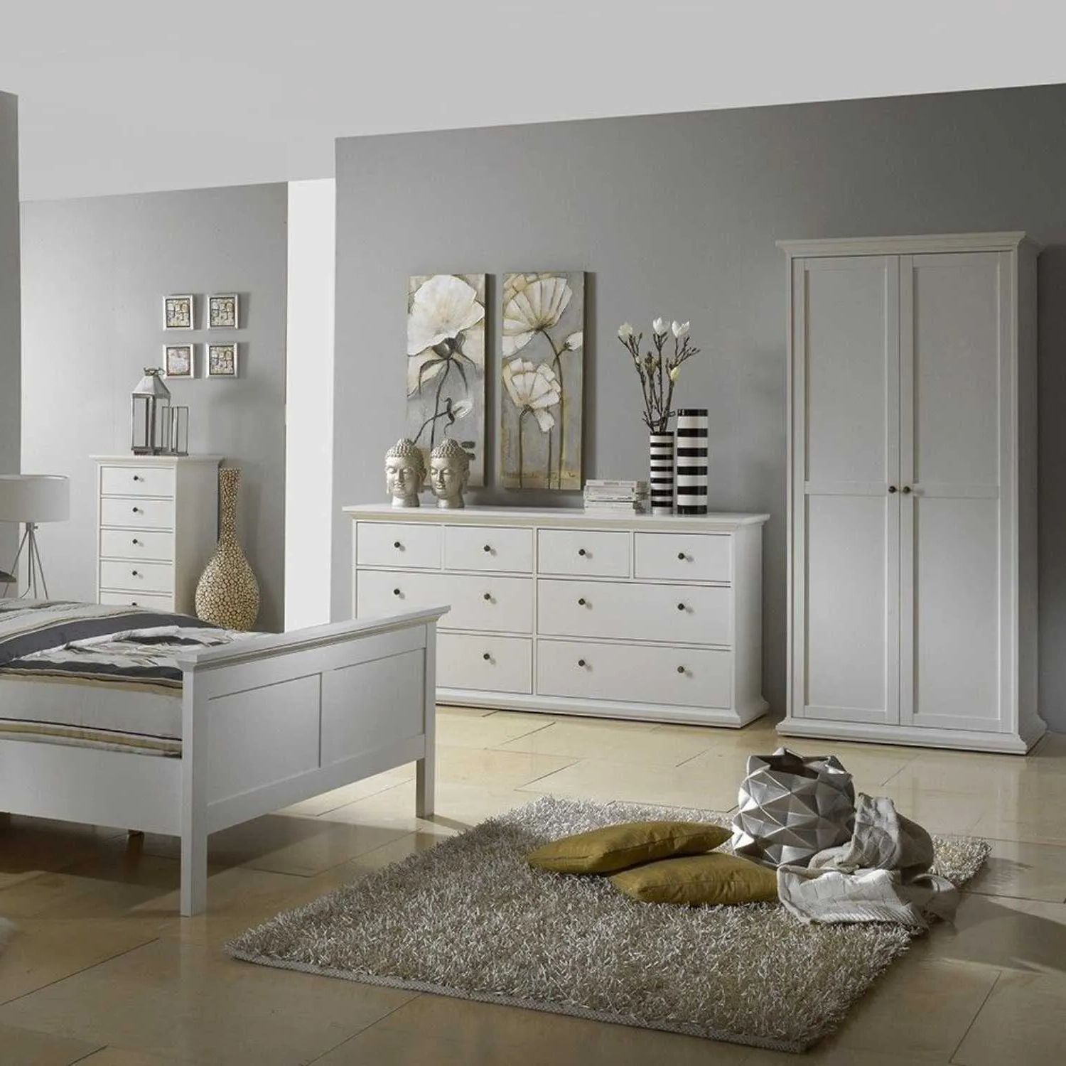 Tall White Cornice Top 2 Door Double Bedroom Wardrobe With 200.5 X 96.2cm –  Home Living In White Double Wardrobes With Drawers (Gallery 14 of 20)