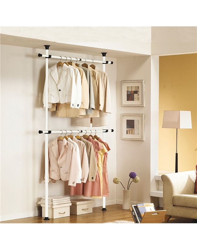 Telescopic Wardrobe Organiser Double Hanging Rail | Scott's Of Stow Throughout Double Hanging Rail For Wardrobes (Gallery 20 of 20)