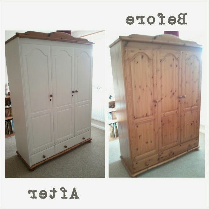The Happy Revamper. Pine Wardrobe. Annie Sloan Chalk Paint, Old White (View 4 of 20)