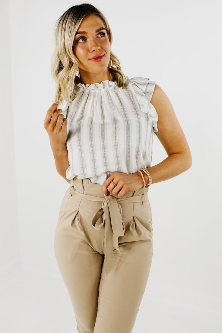 The Sophia Striped Woven Ruffle Top – Final Sale In 2023 | Ruffle Top,  Striped, Size Model In Sophia Wardrobes (View 15 of 20)