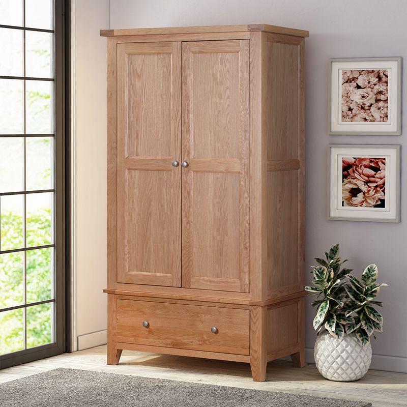 This Light Oak 2 Door Wardrobe Is Part Of The Hardwick Light Oak Range. For Wardrobes With Two Drawers (Gallery 16 of 20)