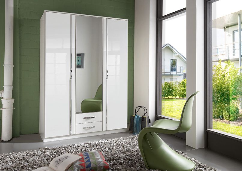 Trio 3 Door 2 Drawer Wardrobe With Centre Mirror Pertaining To 3 Doors Wardrobes With Mirror (Gallery 11 of 20)