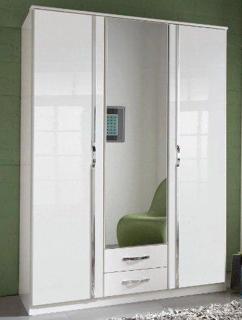 Trio Mirrored 3 Door 2 Drawer Wardrobe – High Gloss Regarding White 3 Door Mirrored Wardrobes (View 8 of 20)