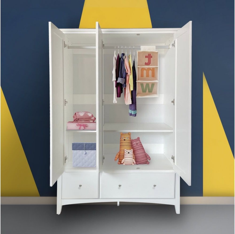 Tweedle Wardrobe – 3 Door (5 Handle Options) Throughout Childrens Double Rail Wardrobes (Gallery 9 of 20)