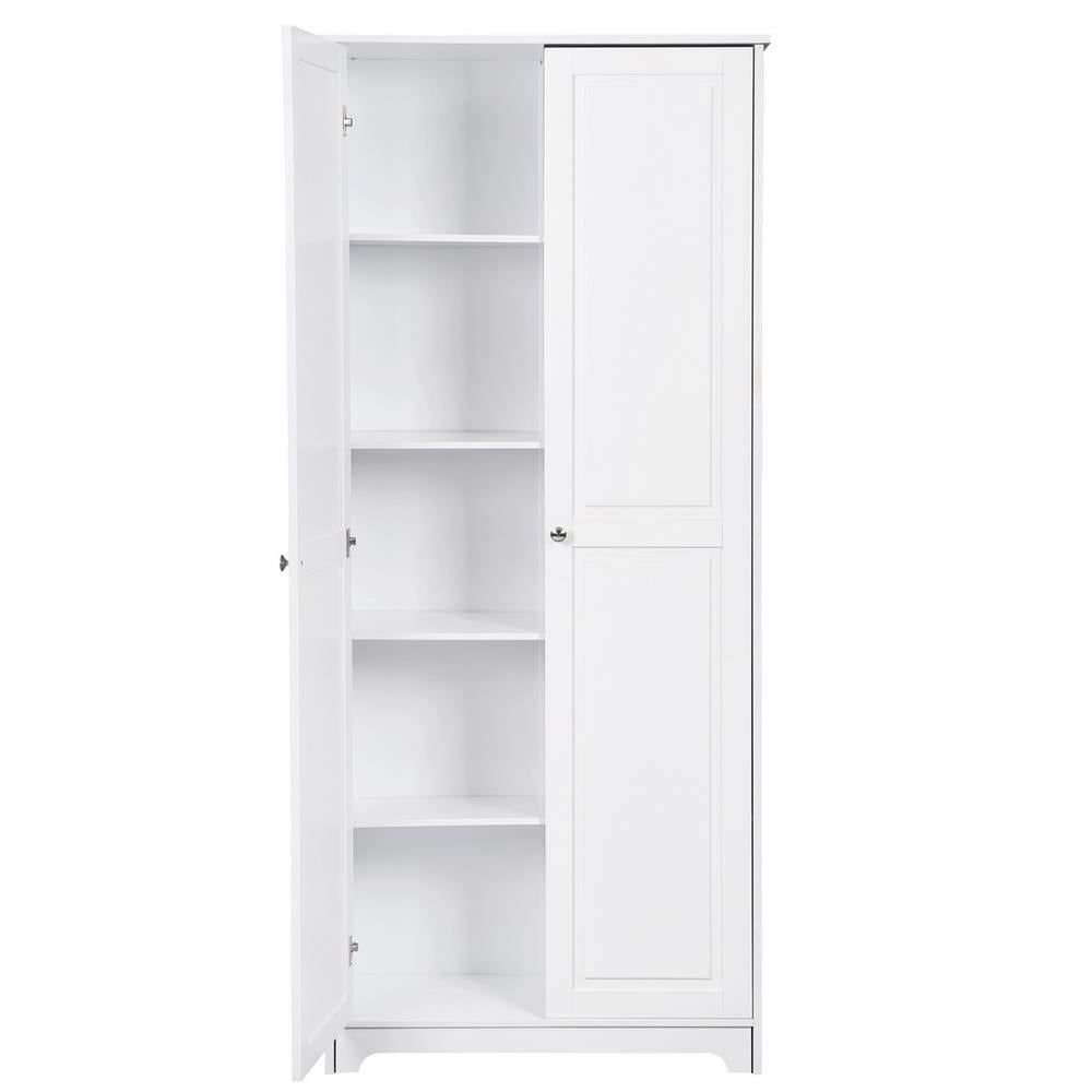 Ubesgoo 72" Traditional Freestanding Kitchen Pantry Cabinet Wardrobe  Armoire, White – Walmart Intended For Two Door White Wardrobes (Gallery 20 of 20)