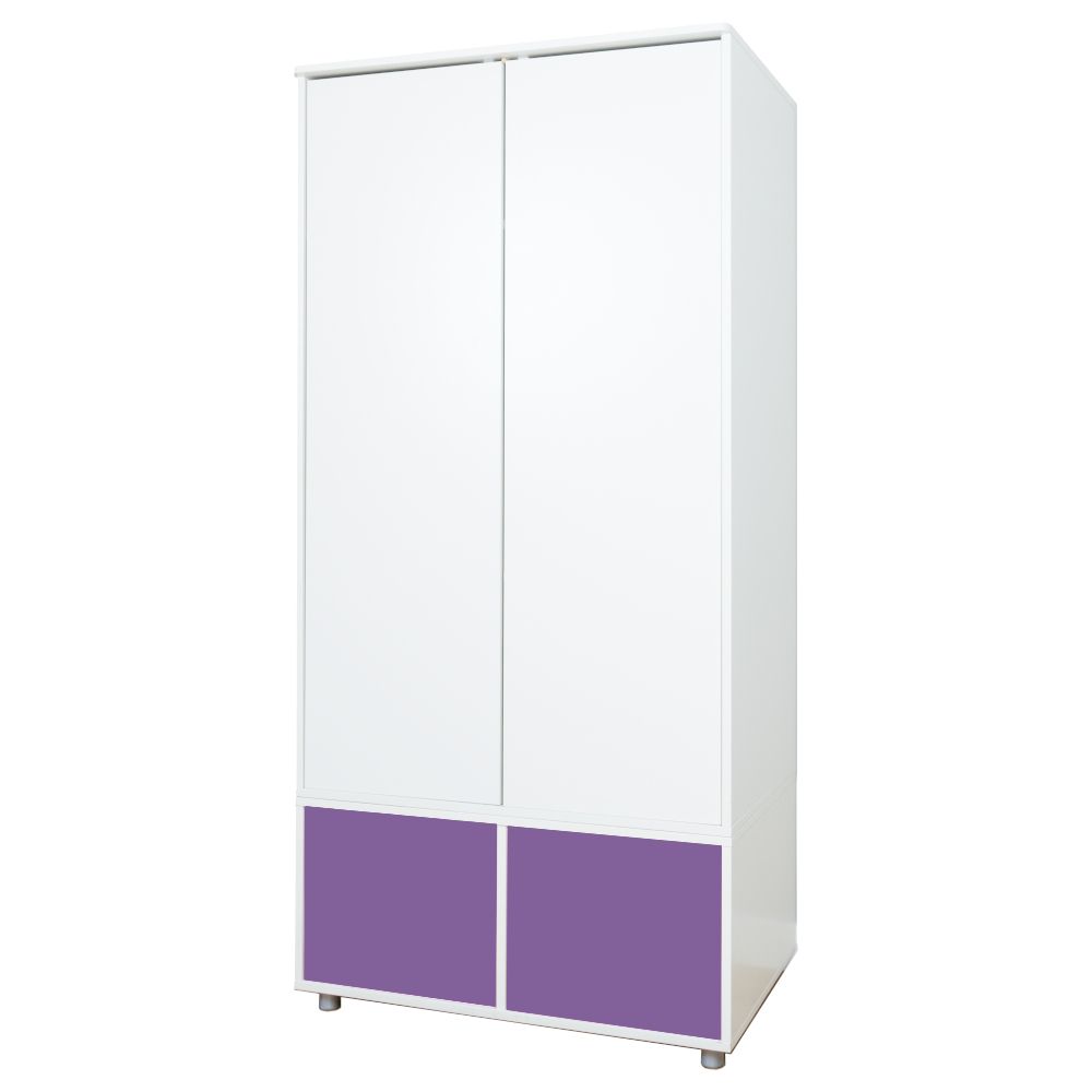 Uno S Tall Wardrobe White – Incl. Small Purple Doors With Regard To Stompa Wardrobes (Gallery 6 of 20)