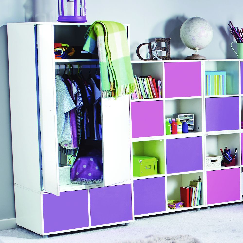Uno S Tall Wardrobe White – Incl. Small Purple Doors Within Stompa Wardrobes (Gallery 11 of 20)