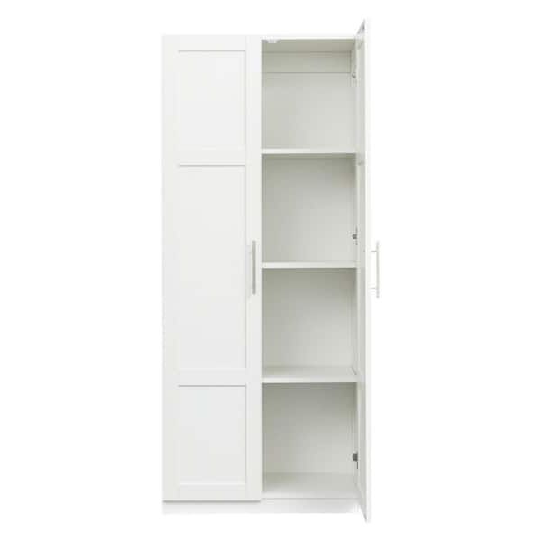 Urtr White Armoire Wardrobe Tall Cabinet 3 Partitions To Separate 4 Storage  Spaces (29.5 In. W X 15.7 In. D X 70.8 In. H) T 01813 6 – The Home Depot Pertaining To Tall Wardrobes (Gallery 13 of 20)