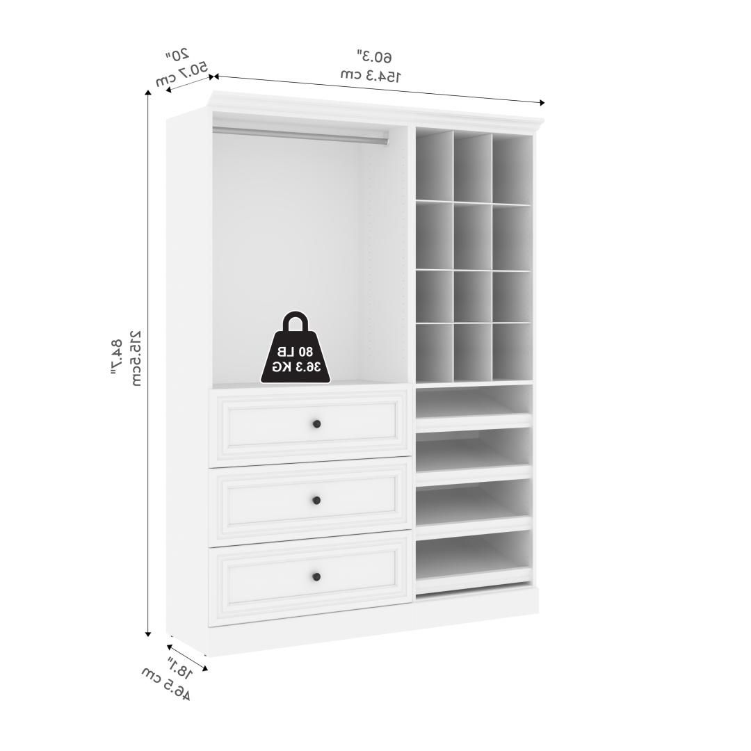 Versatile 61w Closet Organizer System With Drawers | Bestar Within Black Wardrobes With Drawers (View 13 of 20)