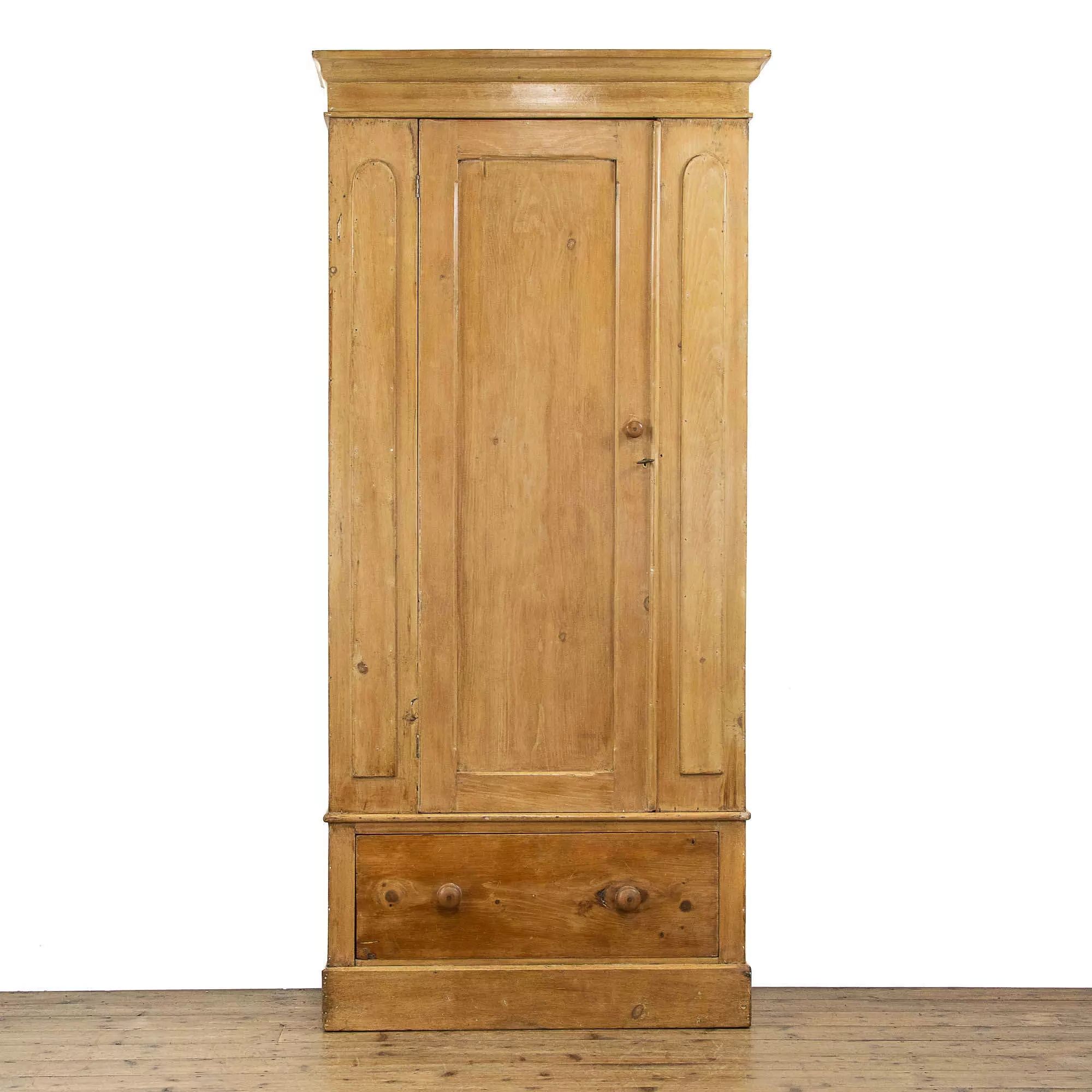 Victorian Stripped Pine Single Wardrobe In Antique Wardrobes & Armoires Regarding Antique Single Wardrobes (View 14 of 20)