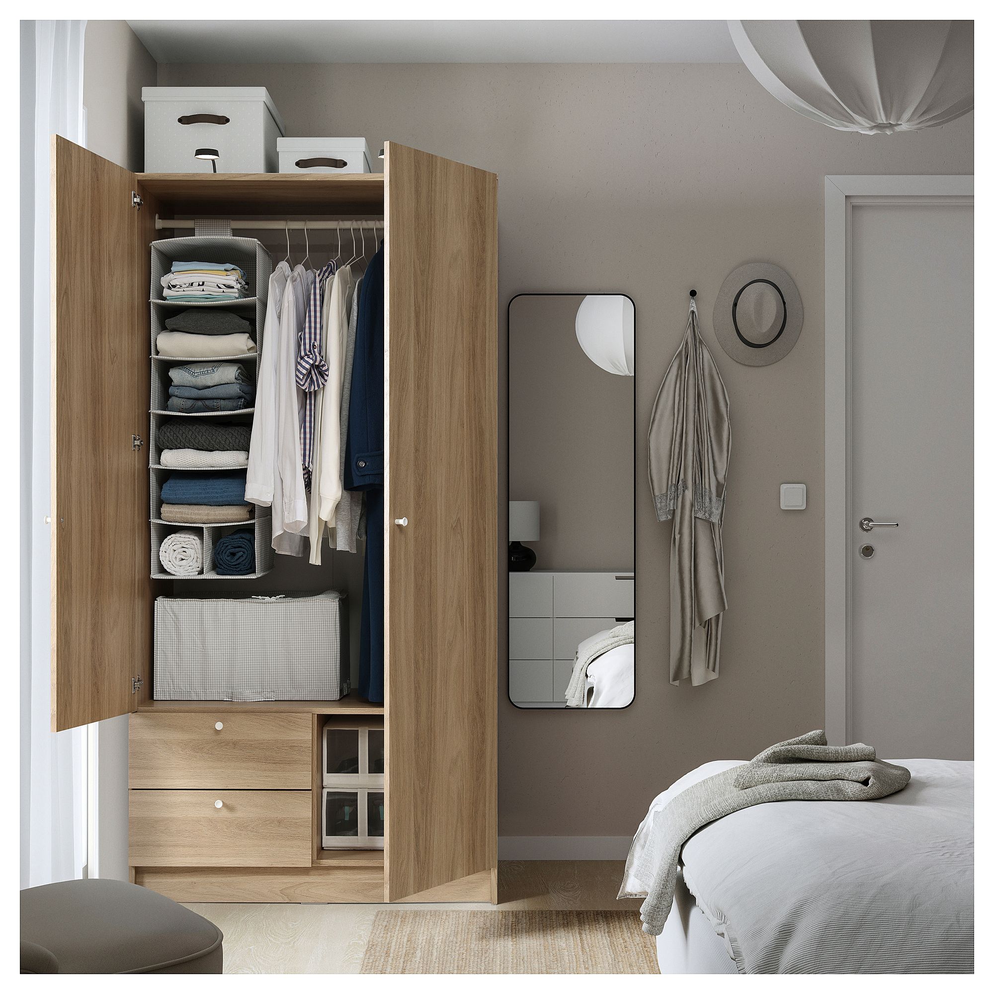 Vilhatten Wardrobe With 2 Doors And 2 Drawers Oak Effect | Ikea Lietuva Intended For Ikea Double Rail Wardrobes (Gallery 9 of 20)