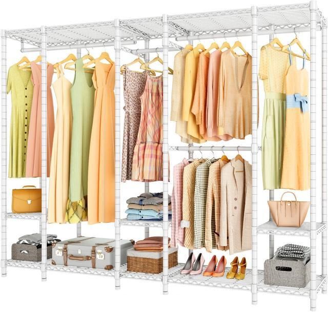 Vipek V50i Extra Large Portable Closet Rack Bedroom Armoire Freestanding Wardrobe  Closet, Heavy Duty Clothes Rack Multi Functional Metal Clothing Rack For  Hanging Clothes, Max Load 1100lbs, White – Newegg With Regard To Extra Wide Portable Wardrobes (Gallery 1 of 20)