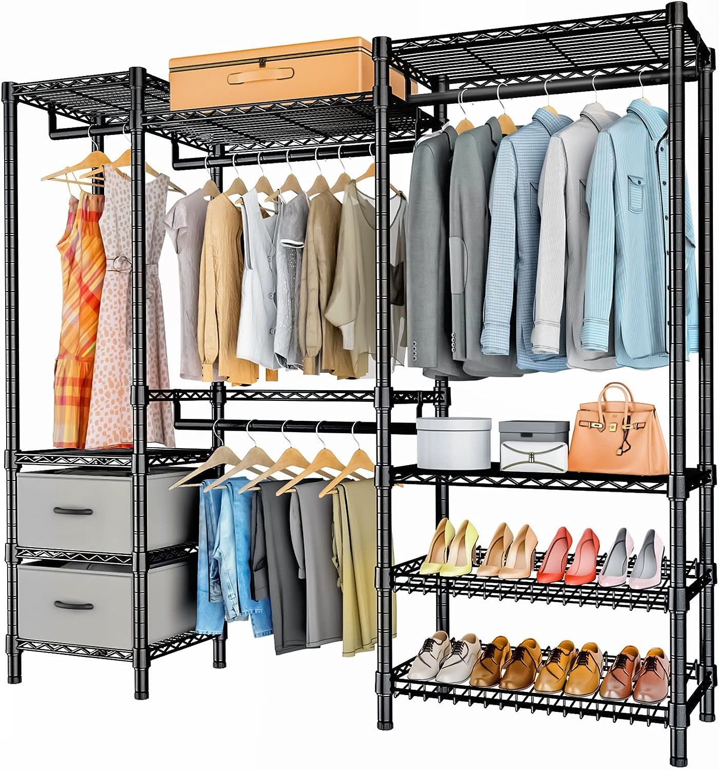 Vipek V8 Wire Garment Rack 5 Tiers Heavy Duty India | Ubuy With 5 Tiers Wardrobes (Gallery 16 of 20)