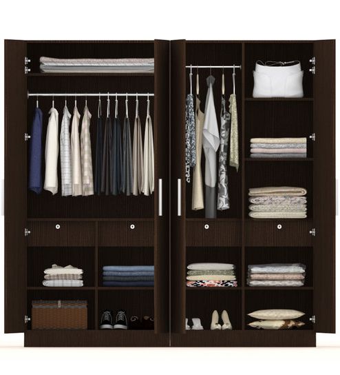 Wardrobe Stores Near Me | Four Door Wardrobe In Country Oak Dark Finish |  Rawat Furniture Within Wardrobes With 4 Doors (Gallery 10 of 20)