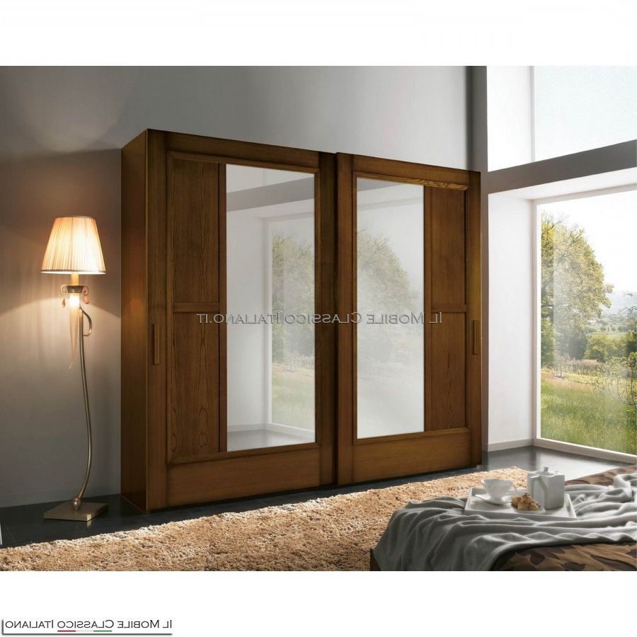 Wardrobe With 2 Mirrored Doors – The Italian Classic Furniture With Brown Wardrobes (Gallery 1 of 20)