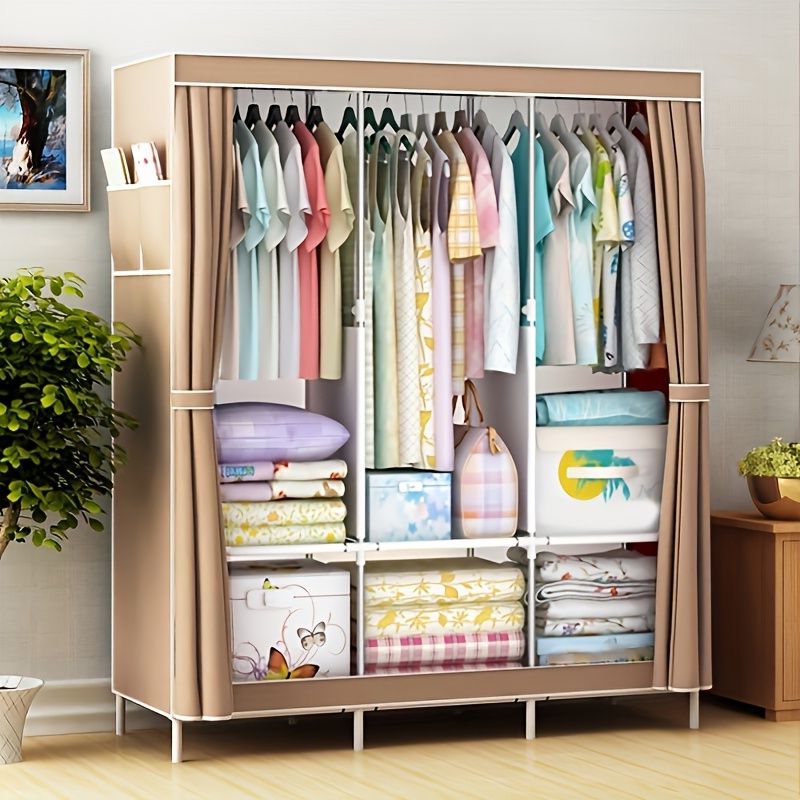 Wardrobes – Temu Within Wardrobes With Cover Clothes Rack (View 16 of 20)