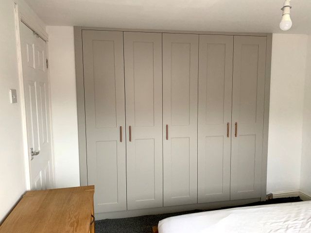 Wardrobes With Shaker Doors Painted In Farrow & Ball 'purbeck Stone' –  French Country – Bedroom – Other  Freebird Interiors | Houzz Uk For Farrow And Ball Painted Wardrobes (Gallery 9 of 20)