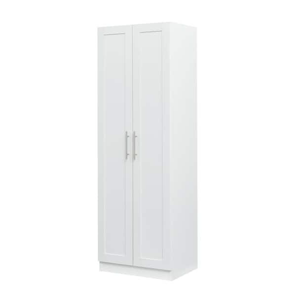 Wateday White Armoire With 4 Storage Spaces 70.87 In. H X 16.93 In. W X  23.62 In. D Yj Yuki9596399 – The Home Depot Regarding White Single Door Wardrobes (Gallery 1 of 20)