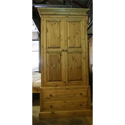 Waxed Solid Pine 3ft Double Drawer Stack Pine Wardrobe – Kennedys Furniture,  Clacton On Sea For Pine Wardrobes With Drawers And Shelves (Gallery 10 of 20)