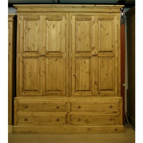 Waxed Solid Pine 7ft Double Drawer Stack Pine Wardrobe – Kennedys  Furniture, Clacton On Sea Pertaining To Pine Wardrobes With Drawers (View 4 of 20)