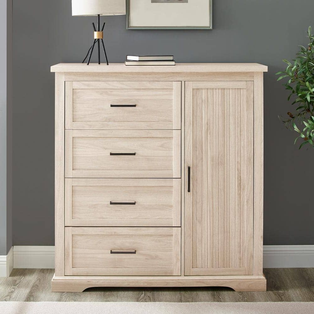 Welwick Designs 45 In. W. Birch Wood 4 Drawer And 1 Cabinet Transitional  Wardrobe Hd8908 – The Home Depot Intended For Wardrobes And Chest Of Drawers Combined (Gallery 13 of 20)