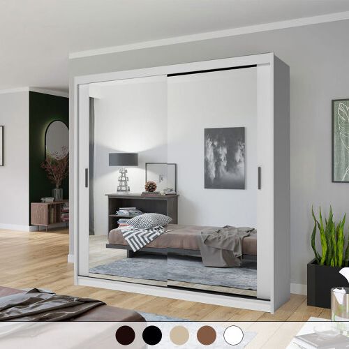 White, 203cm) Vannes Sliding Door Double Mirrored Wardrobe On Onbuy With White Double Wardrobes (View 9 of 20)