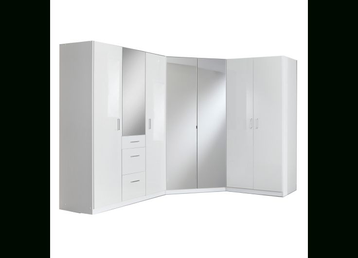 White Corner Wardrobe | 3 Piece Set Inside White Gloss Corner Wardrobes (Gallery 18 of 20)
