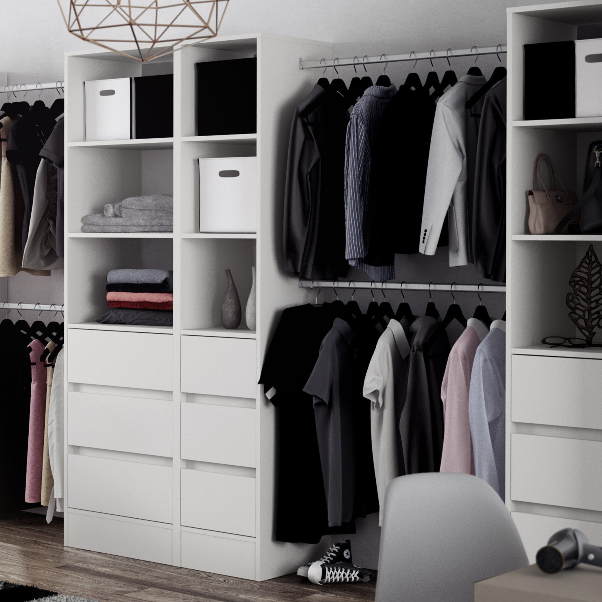 Featured Photo of The Best Wardrobes with 3 Shelving Towers