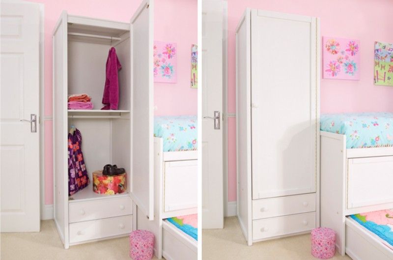 White Single Combi Wardrobe | Kids Bedroom Furniture | Childrens Bed  Centres | Childrens Bed Centres For Single White Wardrobes (Gallery 5 of 20)