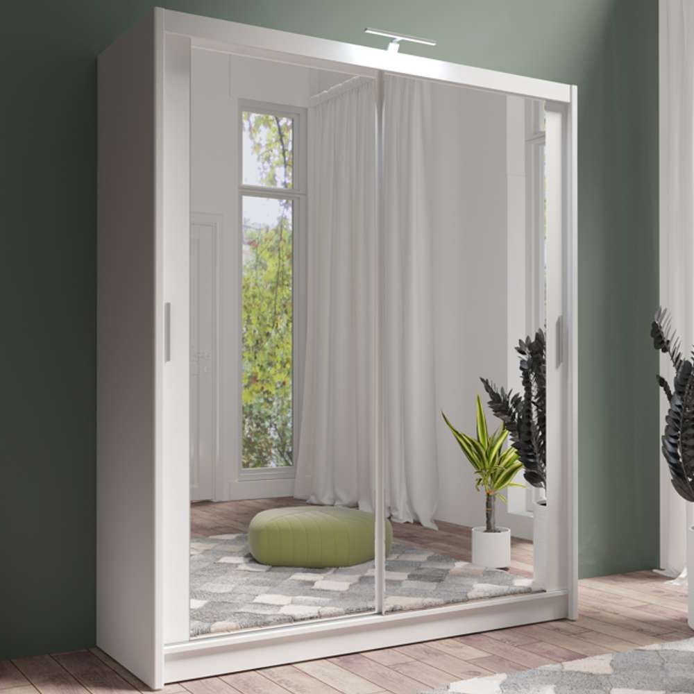 White Sliding Door Wardrobe With Mirrors 120cm/150cm/180cm/203cm In Mirrored Wardrobes (View 11 of 20)