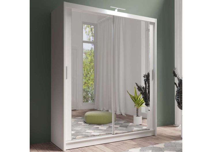 White Sliding Door Wardrobe With Mirrors 120cm/150cm/180cm/203cm Inside Wardrobes With Mirror (View 13 of 20)
